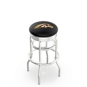 L7C3C - Chrome Double Ring Western Michigan Swivel Bar Stool with 2.5 Ribbed Accent Ring by Holland Bar Stool Company