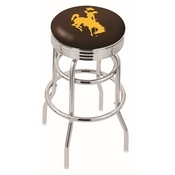 L7C3C - Chrome Double Ring Wyoming Swivel Bar Stool with 2.5 Ribbed Accent Ring by Holland Bar Stool Company