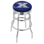 L7C3C - Chrome Double Ring Xavier Swivel Bar Stool with 2.5 Ribbed Accent Ring by Holland Bar Stool Company