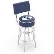 L7C4 - Chrome Double Ring Brigham Young Swivel Bar Stool with a Back by Holland Bar Stool Company, L7C4BrigYn