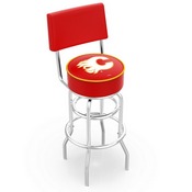 L7C4 - Chrome Double Ring Calgary Flames Swivel Bar Stool with a Back by Holland Bar Stool Company