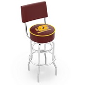 L7C4 - Chrome Double Ring Central Michigan Swivel Bar Stool with a Back by Holland Bar Stool Company, L7C4CenMic