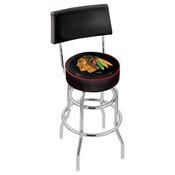 L7C4 - Chrome Double Ring Chicago Blackhawks Swivel Bar Stool with a Back by Holland Bar Stool Company