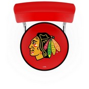 L7C4 - Chrome Double Ring Chicago Blackhawks Swivel Bar Stool with a Back by Holland Bar Stool Company
