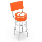 L7C4 - Chrome Double Ring Clemson Swivel Bar Stool with a Back by Holland Bar Stool Company, L7C4Clmson