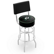 L7C4 - Chrome Double Ring Dallas Stars Swivel Bar Stool with a Back by Holland Bar Stool Company