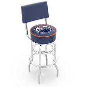 L7C4 - Chrome Double Ring Edmonton Oilers Swivel Bar Stool with a Back by Holland Bar Stool Company