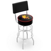 L7C4 - Chrome Double Ring Ferris State Swivel Bar Stool with a Back by Holland Bar Stool Company