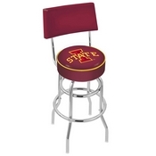 L7C4 - Chrome Double Ring Iowa State Swivel Bar Stool with a Back by Holland Bar Stool Company