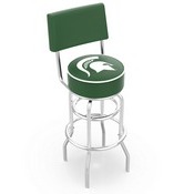 L7C4 - Chrome Double Ring Michigan State Swivel Bar Stool with a Back by Holland Bar Stool Company