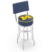 L7C4 - Chrome Double Ring Michigan Swivel Bar Stool with a Back by Holland Bar Stool Company