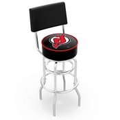 L7C4 - Chrome Double Ring New Jersey Devils Swivel Bar Stool with a Back by Holland Bar Stool Company