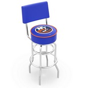 L7C4 - Chrome Double Ring New York Islanders Swivel Bar Stool with a Back by Holland Bar Stool Company