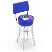 L7C4 - Chrome Double Ring New York Rangers Swivel Bar Stool with a Back by Holland Bar Stool Company