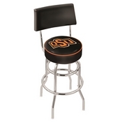 L7C4 - Chrome Double Ring Oklahoma State Swivel Bar Stool with a Back by Holland Bar Stool Company