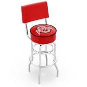 L7C4 - Chrome Double Ring Ohio State Swivel Bar Stool with a Back by Holland Bar Stool Company, L7C4OhioSt
