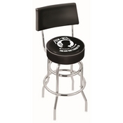 L7C4 - Chrome Double Ring POW/MIA Swivel Bar Stool with a Back by Holland Bar Stool Company