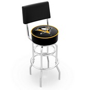 L7C4 - Chrome Double Ring Pittsburgh Penguins Swivel Bar Stool with a Back by Holland Bar Stool Company
