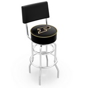 L7C4 - Chrome Double Ring Purdue Swivel Bar Stool with a Back by Holland Bar Stool Company