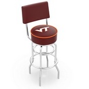 L7C4 - Chrome Double Ring Virginia Tech Swivel Bar Stool with a Back by Holland Bar Stool Company