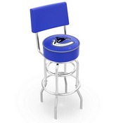 L7C4 - Chrome Double Ring Vancouver Canucks Swivel Bar Stool with a Back by Holland Bar Stool Company