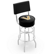 L7C4 - Chrome Double Ring Vanderbilt Swivel Bar Stool with a Back by Holland Bar Stool Company