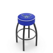 L8B1 - 4 U.S. Air Force Cushion Seat with Black Wrinkle Base Swivel Bar Stool by Holland Bar Stool Company