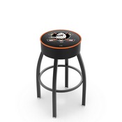 L8B1 - 4 Anaheim Ducks Cushion Seat with Black Wrinkle Base Swivel Bar Stool by Holland Bar Stool Company