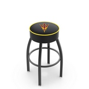 L8B1 - 4 Arizona State Cushion Seat with Black Wrinkle Base Swivel Bar Stool and Pitchfork Logo by Holland Bar Stool Company, L8B1ArizSt-F