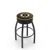 L8B1 - 4 Boston Bruins Cushion Seat with Black Wrinkle Base Swivel Bar Stool by Holland Bar Stool Company