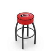 L8B1 - 4 Carolina Hurricanes Cushion Seat with Black Wrinkle Base Swivel Bar Stool by Holland Bar Stool Company