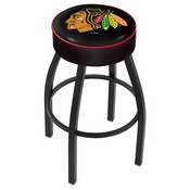 L8B1 - 4 Chicago Blackhawks Cushion Seat with Black Wrinkle Base Swivel Bar Stool by Holland Bar Stool Company - Red
