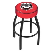 L8B1 - 4 Georgia Bulldog Cushion Seat with Black Wrinkle Base Swivel Bar Stool by Holland Bar Stool Company