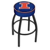 L8B1 - 4 Illinois Cushion Seat with Black Wrinkle Base Swivel Bar Stool by Holland Bar Stool Company