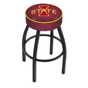 L8B1 - 4 Iowa State Cushion Seat with Black Wrinkle Base Swivel Bar Stool by Holland Bar Stool Company