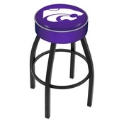 L8B1 - 4 Kansas State Cushion Seat with Black Wrinkle Base Swivel Bar Stool by Holland Bar Stool Company
