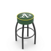 L8B1 Oakland Athletics Swivel Stool with Black Wrinkle Finish by HBS, AGS-L8B125MLBOak