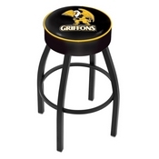 L8B1 - 4 Missouri Western State Cushion Seat with Black Wrinkle Base Swivel Bar Stool by Holland Bar Stool Company