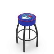 L8B1 - 4 New York Rangers Cushion Seat with Black Wrinkle Base Swivel Bar Stool by Holland Bar Stool Company