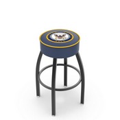 L8B1 - 4 U.S. Navy Cushion Seat with Black Wrinkle Base Swivel Bar Stool by Holland Bar Stool Company