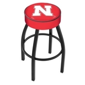 L8B1 - 4 Nebraska Cushion Seat with Black Wrinkle Base Swivel Bar Stool by Holland Bar Stool Company