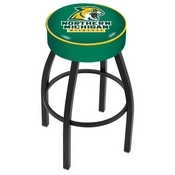 L8B1 - 4 Northern Michigan Cushion Seat with Black Wrinkle Base Swivel Bar Stool by Holland Bar Stool Company