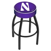 L8B1 - 4 Northwestern Cushion Seat with Black Wrinkle Base Swivel Bar Stool by Holland Bar Stool Company