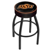 L8B1 - 4 Oklahoma State Cushion Seat with Black Wrinkle Base Swivel Bar Stool by Holland Bar Stool Company