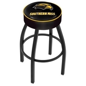 L8B1 - 4 Southern Miss Cushion Seat with Black Wrinkle Base Swivel Bar Stool by Holland Bar Stool Company