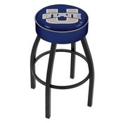 L8B1 - 4 Utah State Cushion Seat with Black Wrinkle Base Swivel Bar Stool by Holland Bar Stool Company