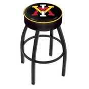 L8B1 - 4 Virginia Military Institute Cushion Seat with Black Wrinkle Base Swivel Bar Stool by Holland Bar Stool Company