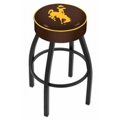 L8B1 - 4 Wyoming Cushion Seat with Black Wrinkle Base Swivel Bar Stool by Holland Bar Stool Company