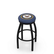 L8B2B - Black Wrinkle U.S. Navy Swivel Bar Stool with Accent Ring by Holland Bar Stool Company