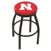 L8B2B - Black Wrinkle Nebraska Swivel Bar Stool with Accent Ring by Holland Bar Stool Company